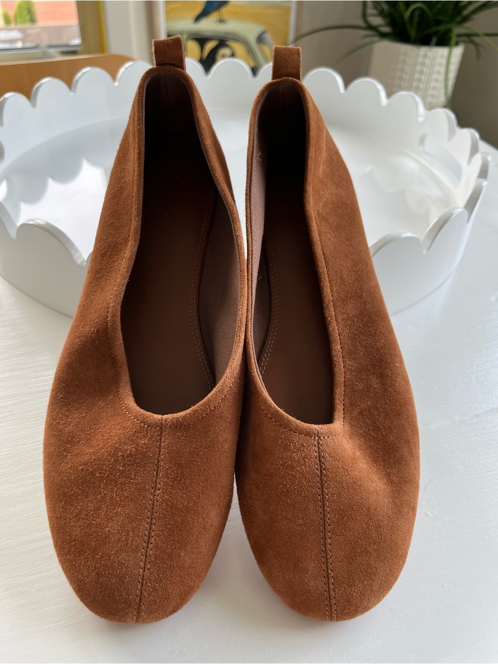 H&M Dark Caramel Suede Ballet Flats Size 8